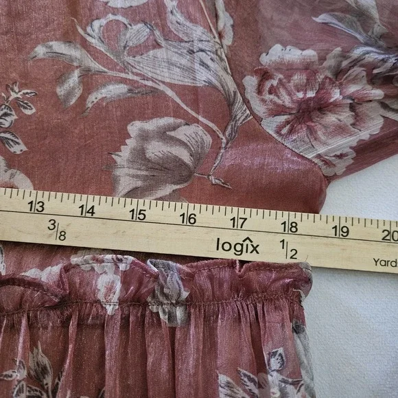 En Saison Dress S Nella Chiffon Tiered Floral Mini Lined Babydoll‎ Mauve Peasant - Picture 5 of 16